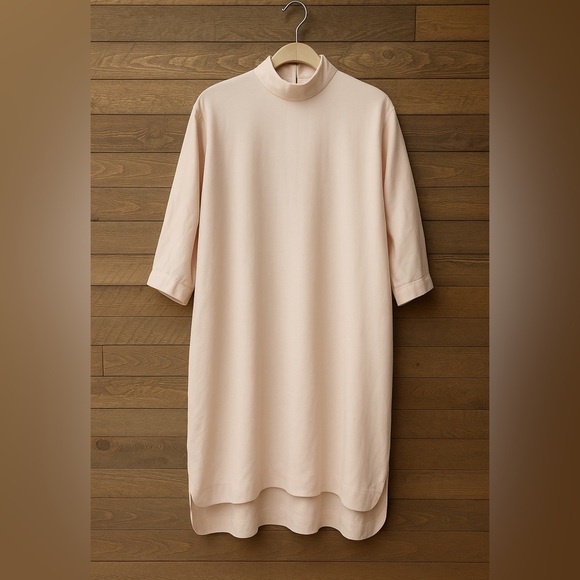 COS Collection of Style Minimalist Oversized Mock Neck Dress – Blush Beige - Picture 6 of 6